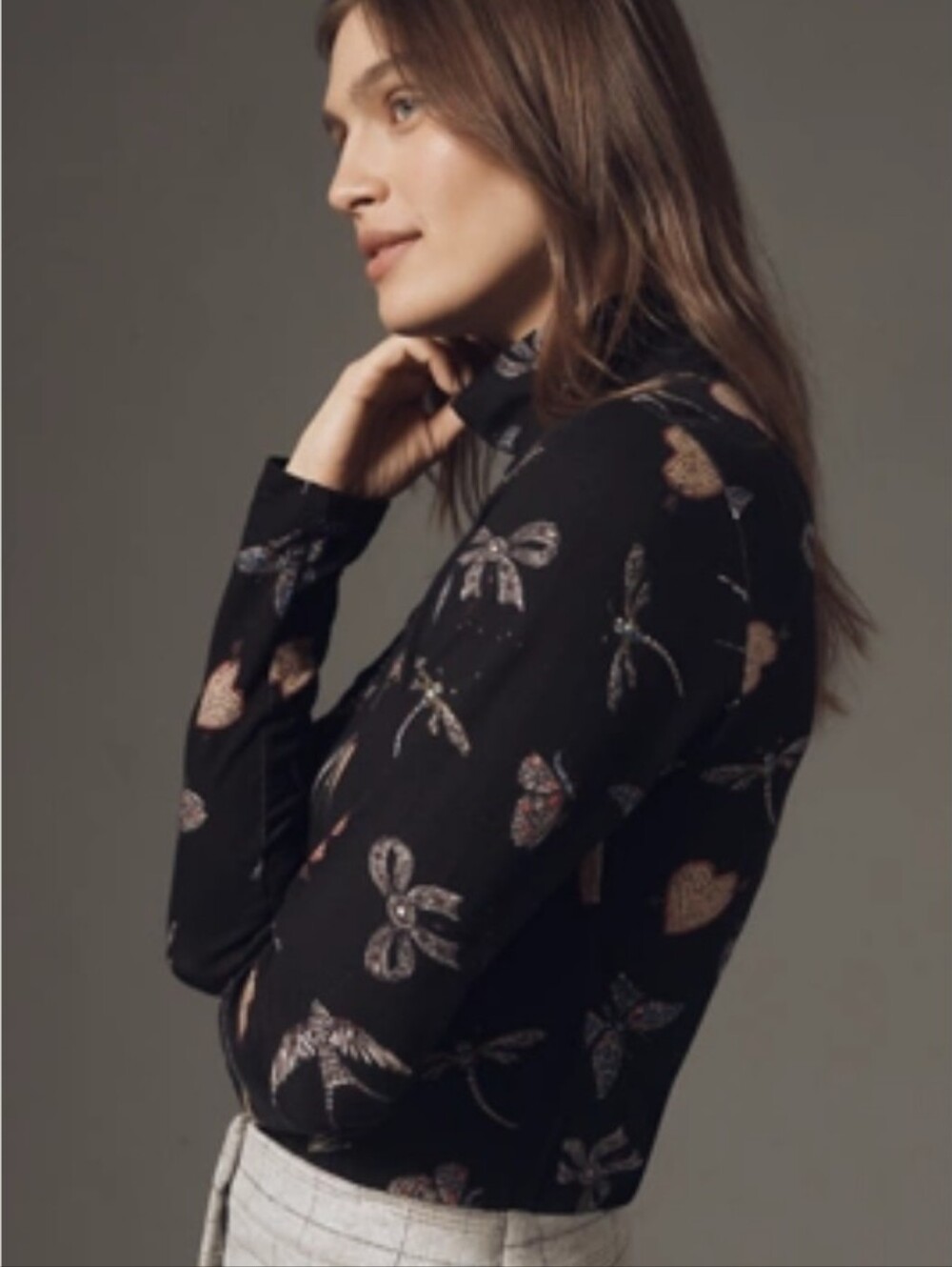 NWT The Hailey Printed Long-Sleeve Turtleneck Top by Maeve